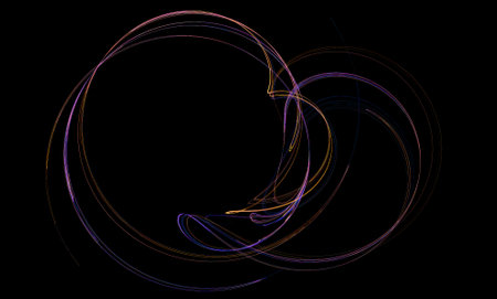 Crazy mystical coloured light effects. Incredible combinations of abstract light lines, fractal shapeの写真素材