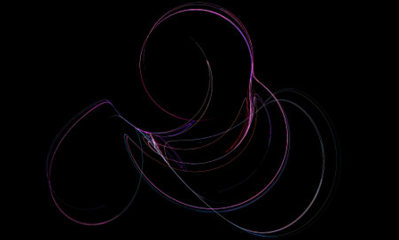 Crazy mystical coloured light effects. Incredible combinations of abstract light lines, fractal shapeの写真素材