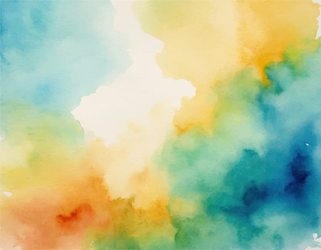 Watercolor hand painting colorful abstract background with paper textureのイラスト素材