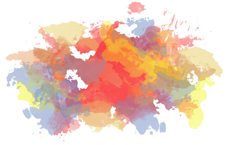 Abstract hand drawn colorful watercolor stain with paint splashes. Artistic original creative backgroundのイラスト素材