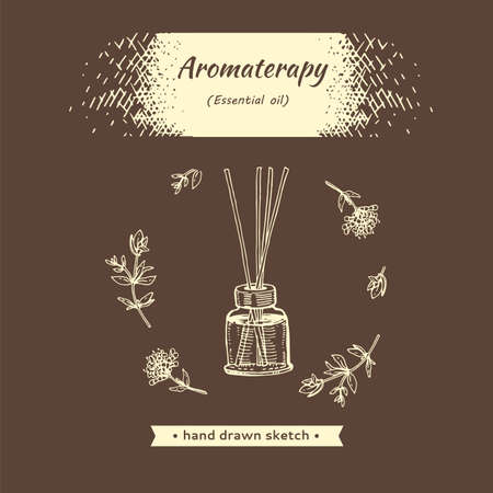 Aromatherapy accessory . Detailed hand-drawn sketchesのイラスト素材