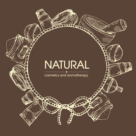 Frame with natural cosmetic accessories .のイラスト素材