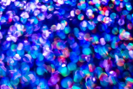 Rainbow blue glitter festive background with bokeh lights. Celebration concept for Holidays and anniversary.の写真素材