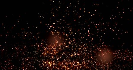 Golden confetti bokeh lights on the black Chinese New year texture.の写真素材