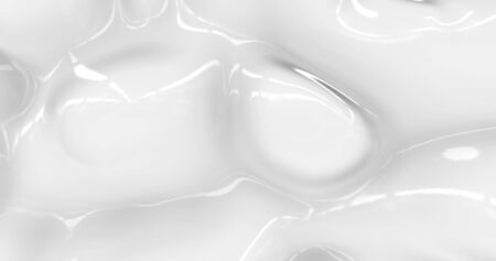 Liquid abstract white background. Smooth glossy texture 3D rendering .の写真素材
