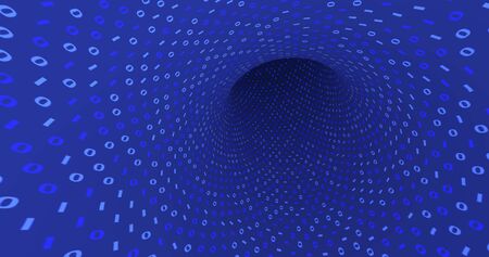 Neon Digital binary tunnel. background for network, big data, data center, server, internet, digital event. 3D render 3D illustrationの写真素材