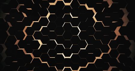 Abstract geometric black hexagone wall texture. . 3D rendering. 3D illustration