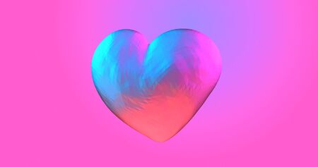 Neon background with glowing ultraviolet heart. For St. Valentines Day event, Mother's Day, anniversary, wedding invitation e-card. 3D renderingの写真素材