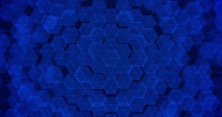 Abstract geometric blue hexagone wall texture. 3D rendering. 3D illustration