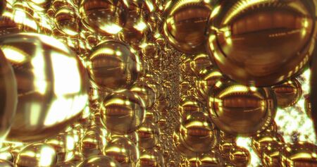 Abstract 3D graphics Background with golden bubbles. Motion graphic, digital texture.の写真素材