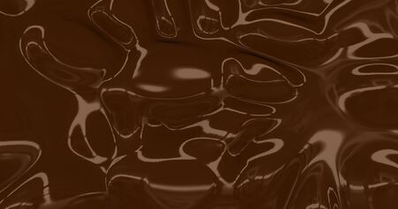 Liquid hot chocolate background. Melted dark chocolate texture 3D rendering. Glamour silk lava texture . 3D illustrationの写真素材