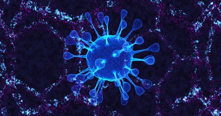 Coronavirus cells COVID-19 Infectious disease. Fast transmission spread disease. High concentration of coronavirus . 3D rendering 3D illustrationの写真素材