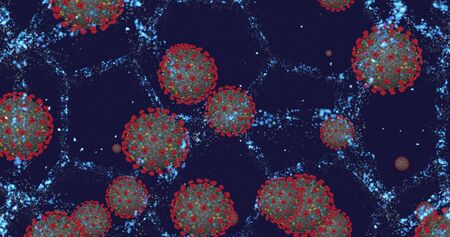Coronavirus cells COVID-19 Infectious disease. Fast transmission spread disease. High concentration...