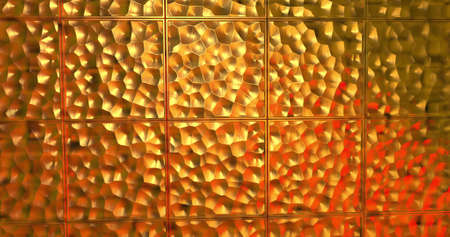 Abstract golden 3D geometric wall. Mosaic metallic background for event. 3D    3D illustrationの写真素材