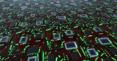 3d image of glowing blue and green on red background electric light in the shape of an electric...