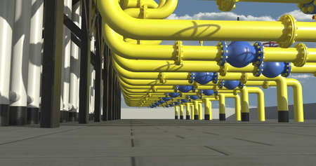Chiller cooling system at the compressor station, seamless loop, time lapse. 3D rendering