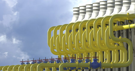 Chiller cooling system at the compressor station, seamless loop, time lapse. 3D rendering