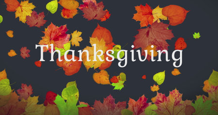 Happy Thanksgiving. Animated Card with falling autumn leaves, the concept a happy thanksgiving day,...