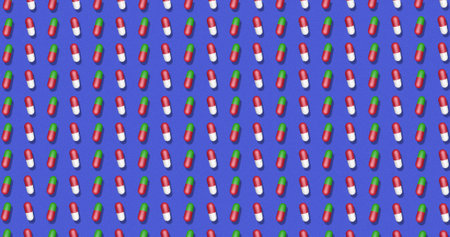 blue Background with pills.の写真素材