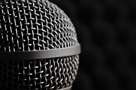 Close-up of a microphone on the stage before the show.の写真素材