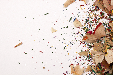 Artistic mess on the table.  Sharpening pencils.の写真素材