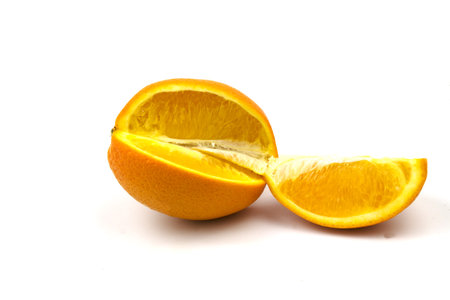 yellow orange on a white backgroundの写真素材