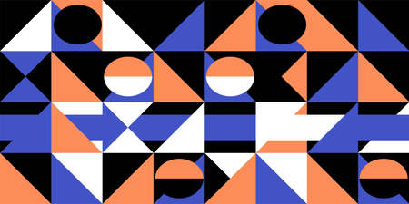 Classic retro geometric wallpaper inspired by bauhaus design. Vector background