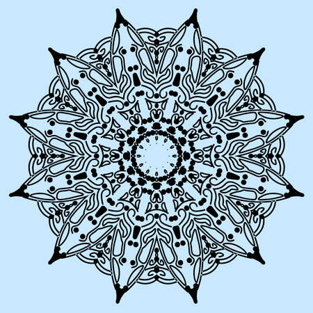 Beautiful mandala design on blue background. Vector illustration.のイラスト素材
