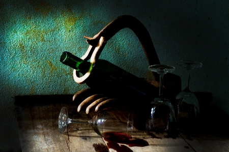 still life with wineの写真素材