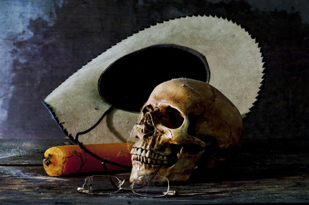 Cowboy hat with a Skullの写真素材