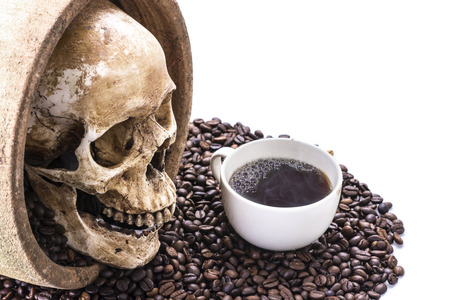 Coffee cup -coffee beans ans Skullの写真素材