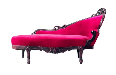 vintage luxury Classic pink sofa  isolated on white backgroundの写真素材