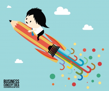 Abstract Pencil rocket concept idea, Businessmanのイラスト素材