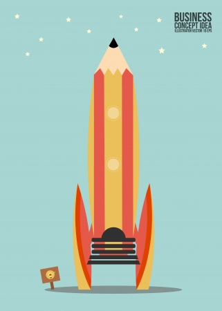Abstract Pencil rocket concept ideaのイラスト素材