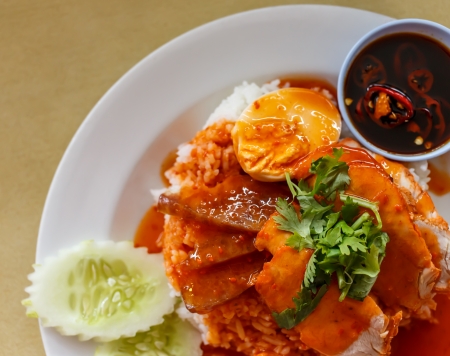 Roasted pork rice - Rice crispy pork の写真素材