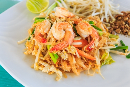 Pad Thai Goong Sod or Fried Rice Sticks with Shrimp.Thai food styleの写真素材