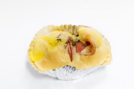 Mini pizza on white backgroundの写真素材