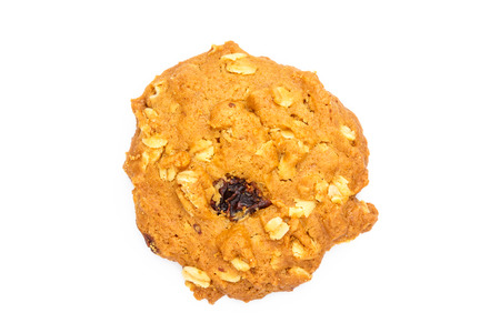 Oat cookie isolated on white backgroundの写真素材