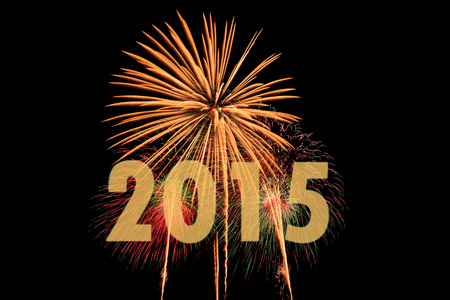New year 2015 with fireworkの写真素材