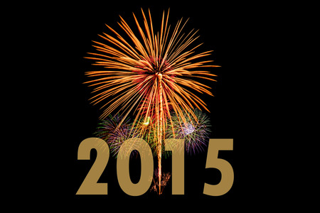 New year 2015 with fireworkの写真素材