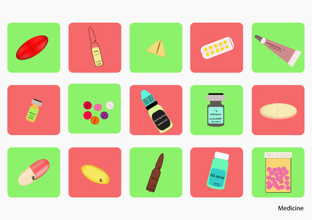 icon colorful pills with different dosage forms.のイラスト素材