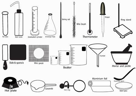 Science lab Vector Icon Set,chemical  icons set,Chemical Laboratory, chemical glassware. vector illustrationのイラスト素材