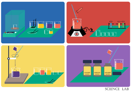 Science lab Vector .Chemical Laboratory, chemical glassware. vector illustration,flat designのイラスト素材