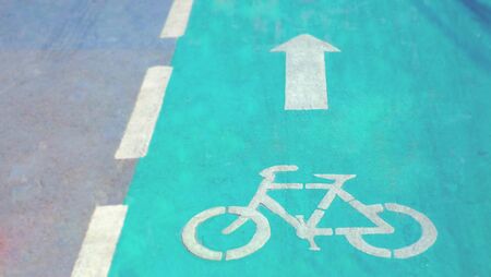 Bicycle sign path on the roadの写真素材