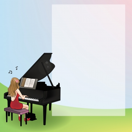 Playing a piano for notepadのイラスト素材