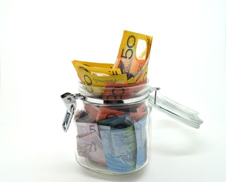 Jar of some Australian moneyの写真素材