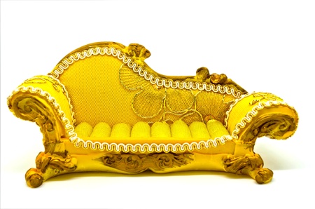Yellow sofa on white backgroundの写真素材