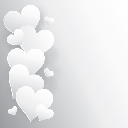 hearts on white paper with shadow, created by vectorのイラスト素材