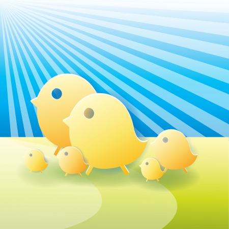 yellow chicken in vector formatのイラスト素材