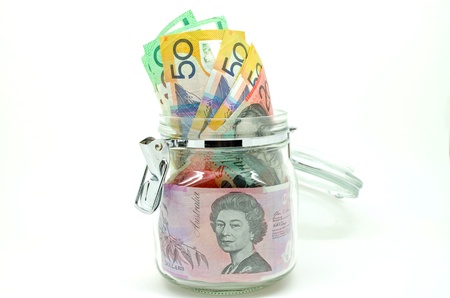 Jar of some Australian moneyの写真素材